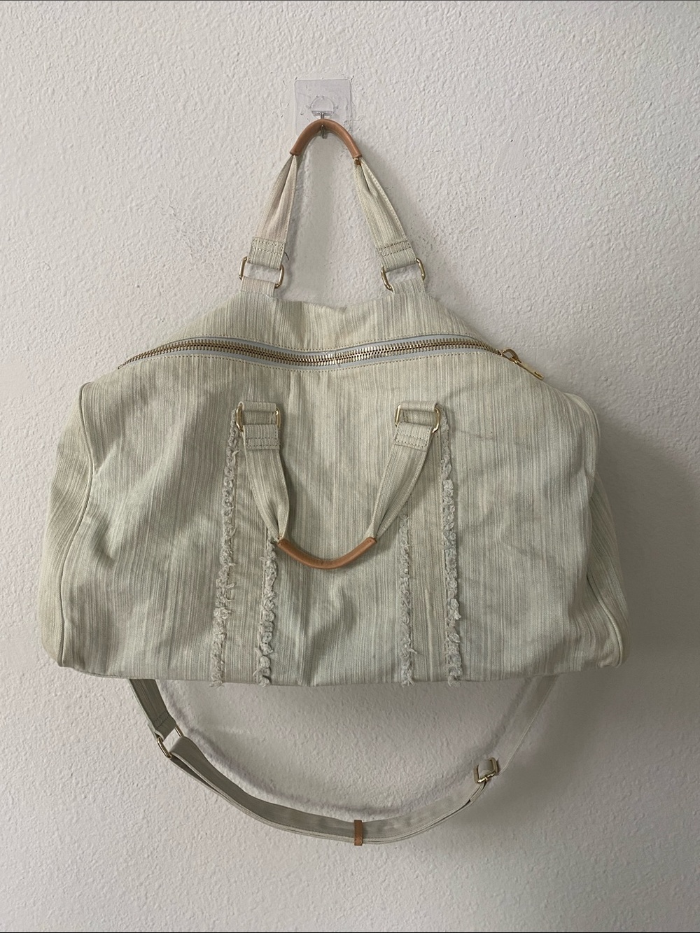 Stoney Clover Lane light blue textured denim duffle bag